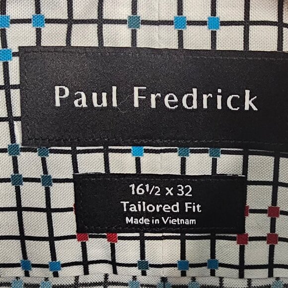 Paul Frederick Non-Iron Cotton Check Dress Shirt With Contrast Trim 16.5/32 - Picture 5 of 6